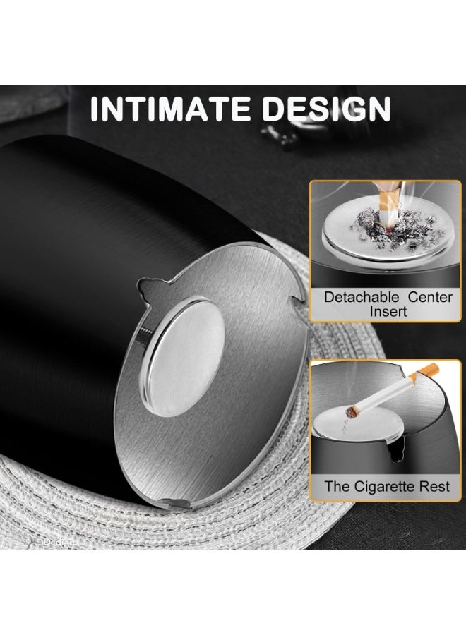 الرماد المعدني الأسود الكبير (L) مع الغطاء - مصمم خصيصا لمدخني السجائر ، هذا الرماد المقاوم للرياح والرائحة مثالي لكل من الاستخدام الداخلي والخارجي ، بما في ذلك الفناء. الغطاء الآمن يحافظ على احتواء الرماد والروائح مقفلة، مما يجعله حل عملي ونظيف للمساحات المنزلية والخارجية على حد سواء. - Image 2